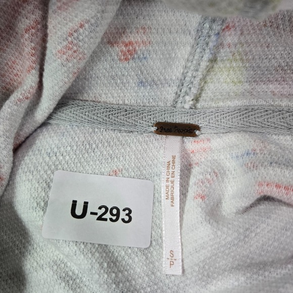 Free People Women Sweatshirt Small Blue Cropped Thinkin About You Tie Dye Orange - Picture 2 of 10